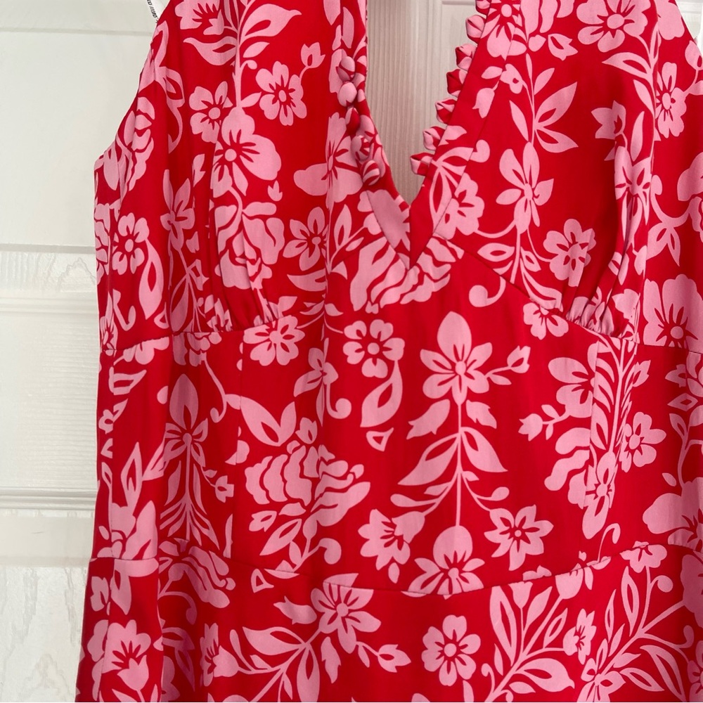 🍓Laundry Silk Floral Printed Halter Neck A-line Midi Dress, Size 4 - Picture 3 of 14